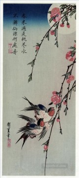 Utagawa Hiroshige Painting - golondrinas lunares y flores de durazno Utagawa Hiroshige Ukiyoe